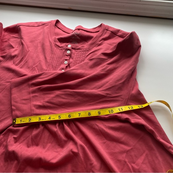 L.L. Bean Supima Cotton Pleated Henley 3/4 Sleeve Shirt Woman 3X Coral - Picture 13 of 15